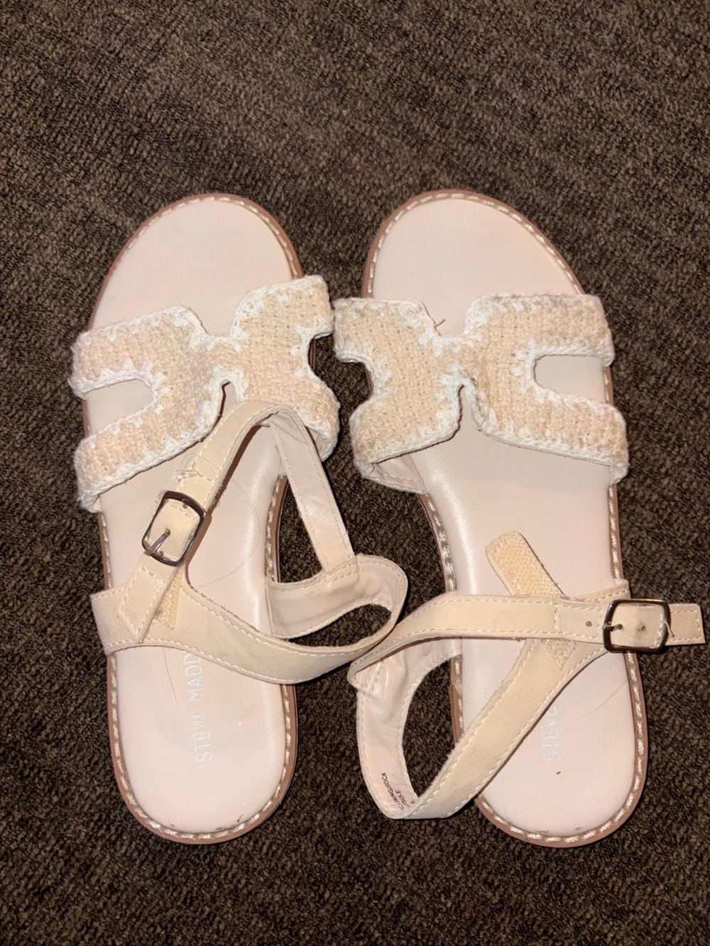 Steve Madden Cream Woven Strap Sandals